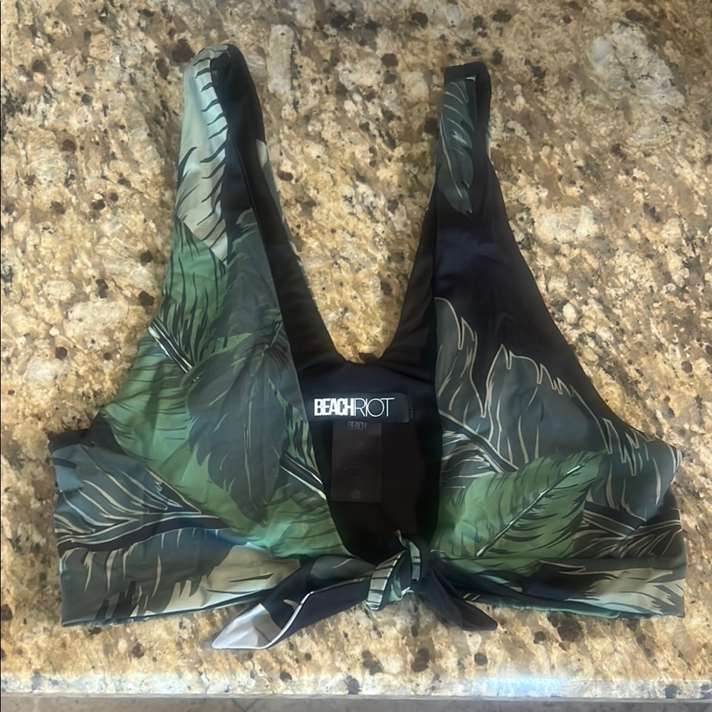 Beach Riot Tropical Leaf Print Bikini Top